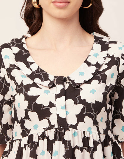 Printed Peplum Flutter Top