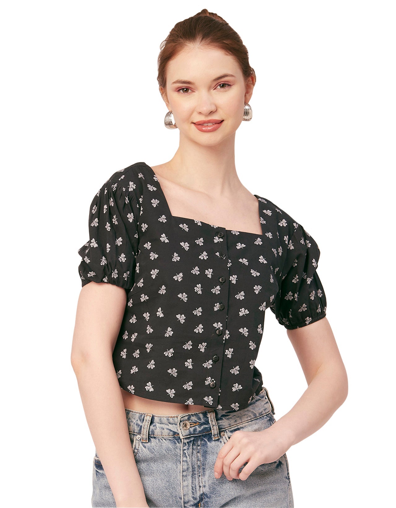 Square Neck Puff Sleeve Top