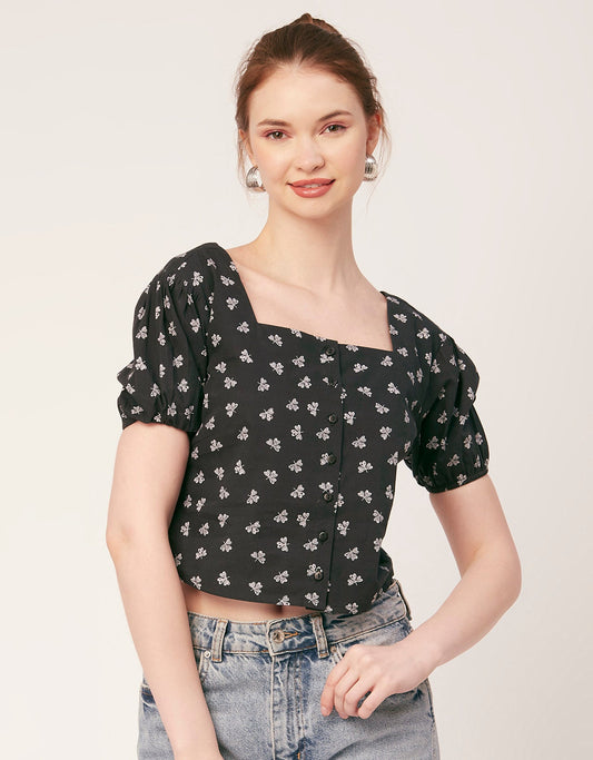 Square Neck Puff Sleeve Top