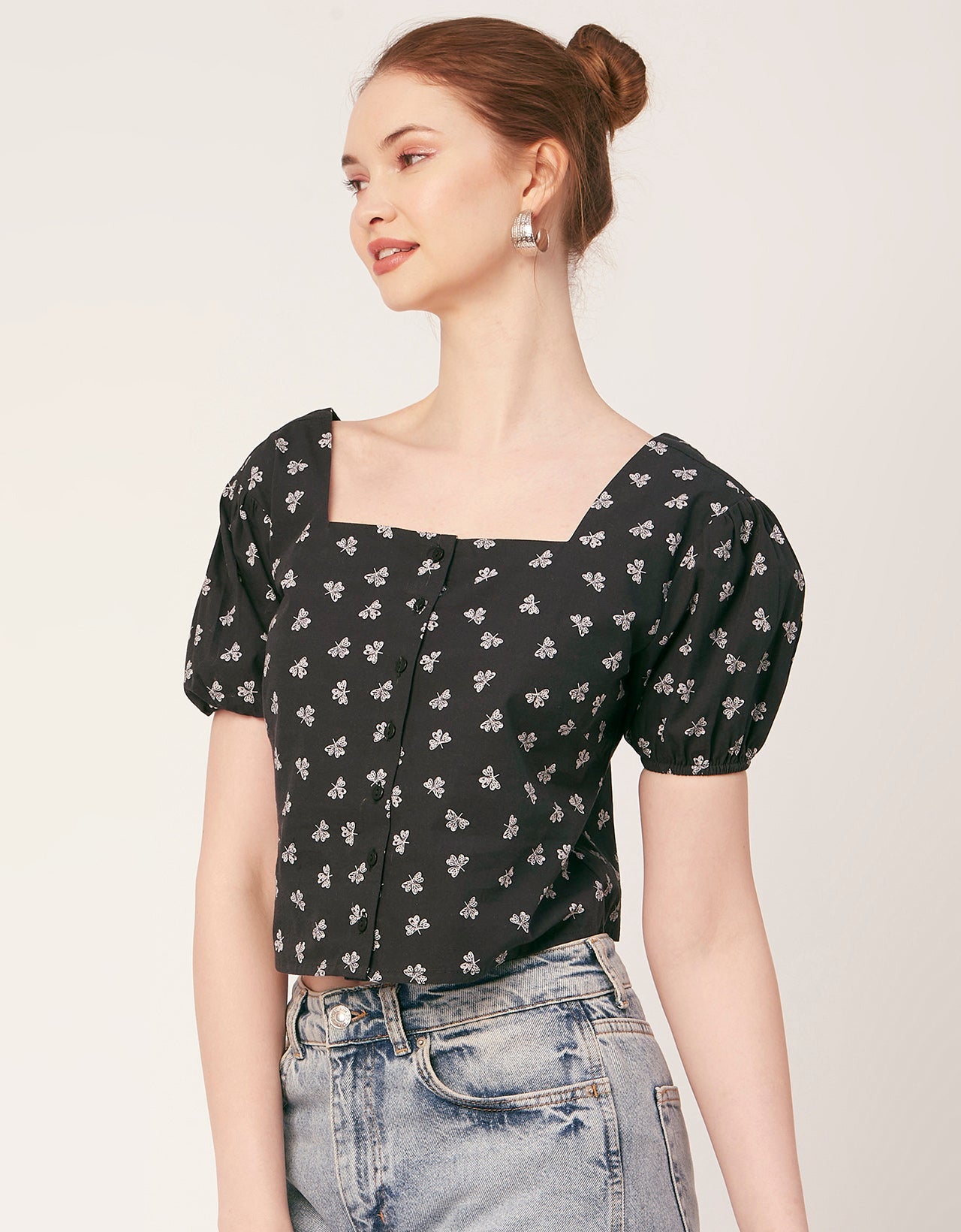 Square Neck Puff Sleeve Top