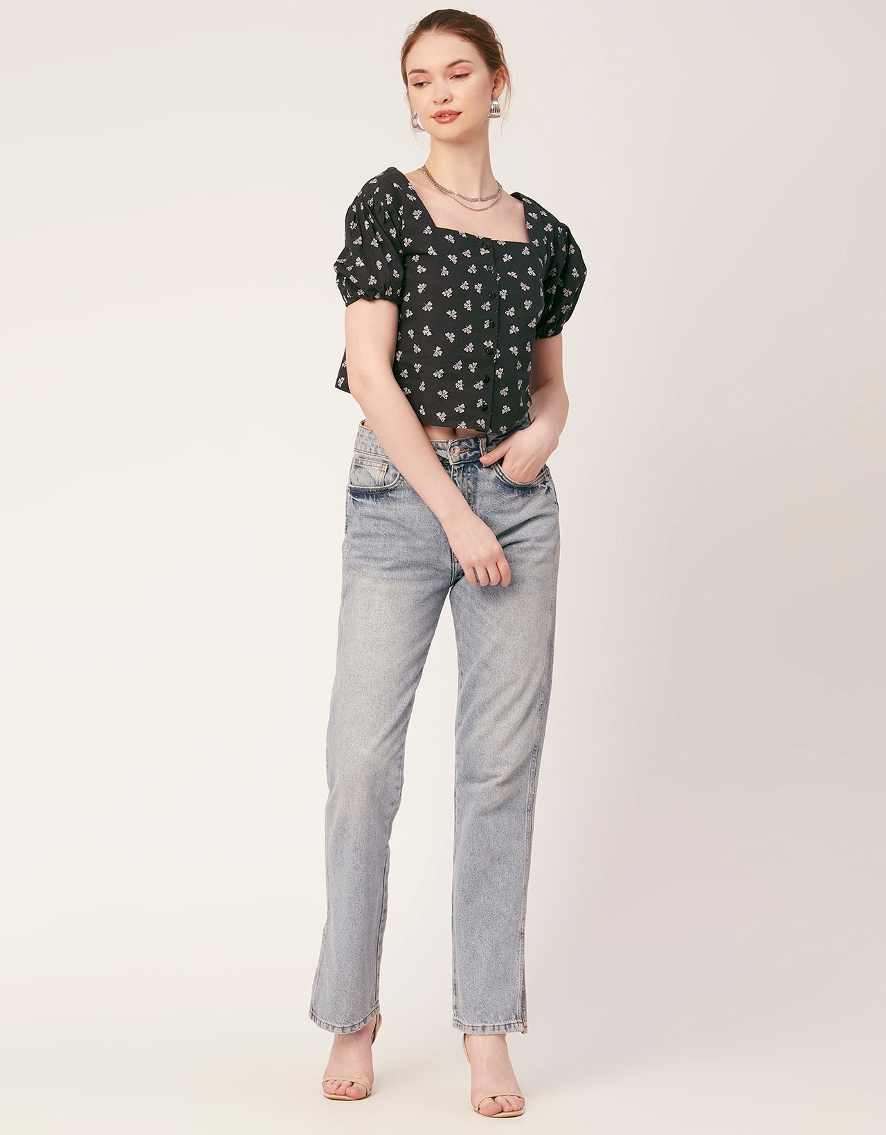 Square Neck Puff Sleeve Top