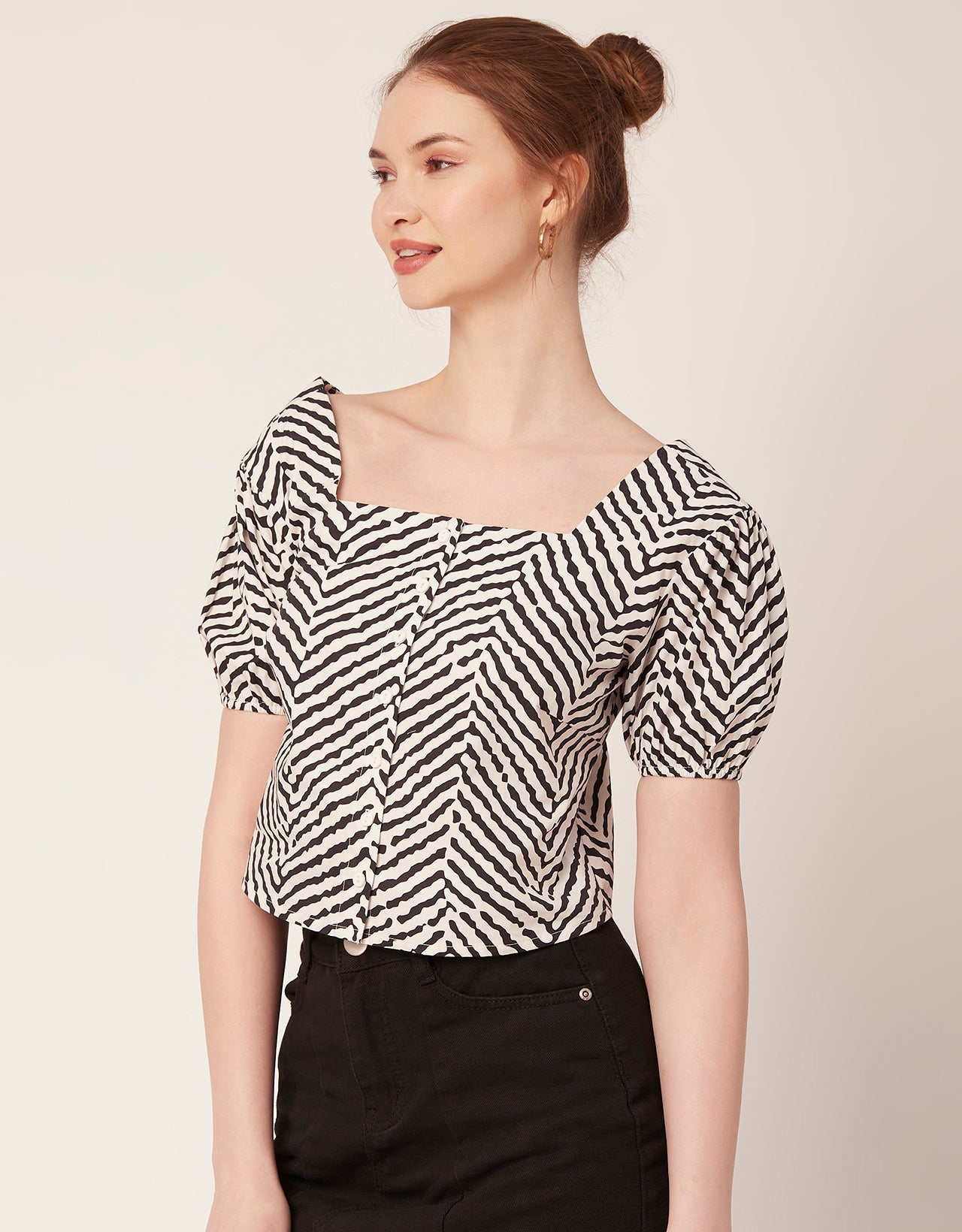 Square Neck Puff Sleeve Top