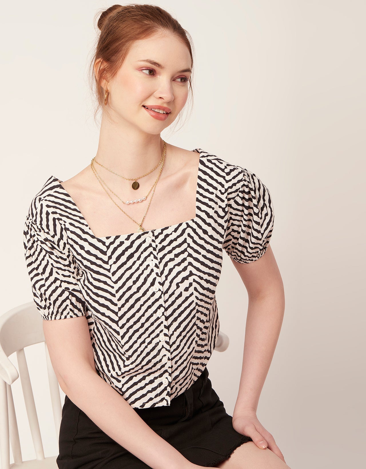 Square Neck Puff Sleeve Top
