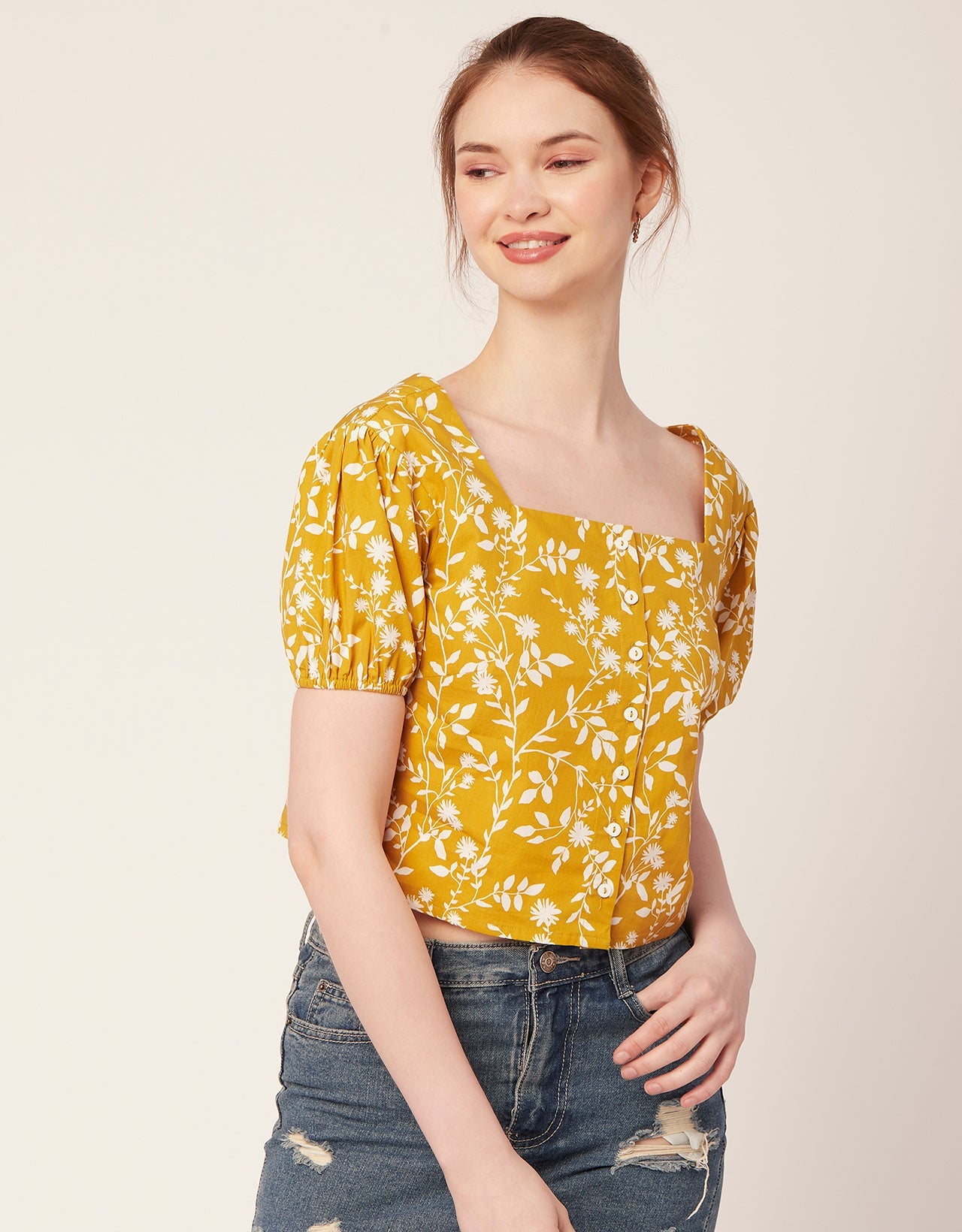 Square Neck Puff Sleeve Top