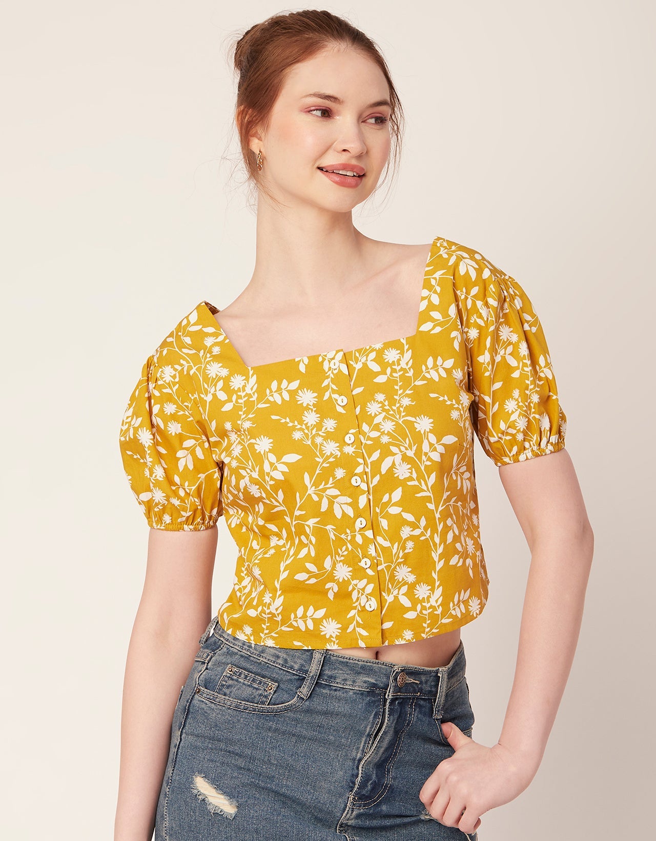 Square Neck Puff Sleeve Top