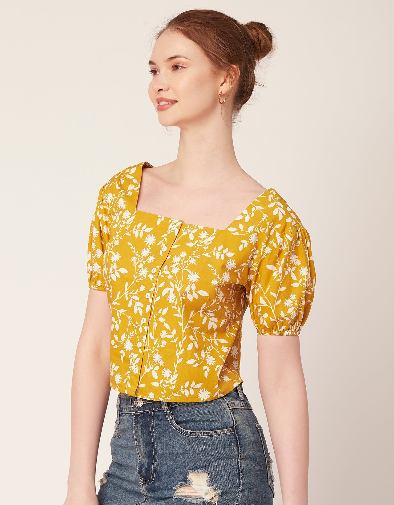 Square Neck Puff Sleeve Top