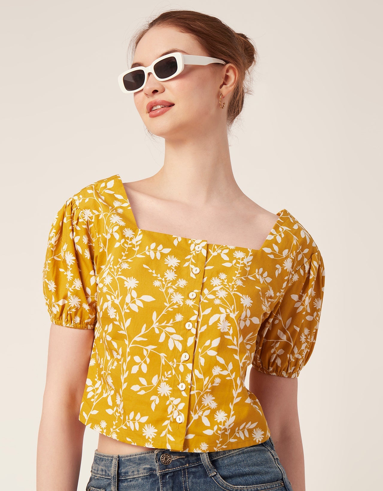Square Neck Puff Sleeve Top