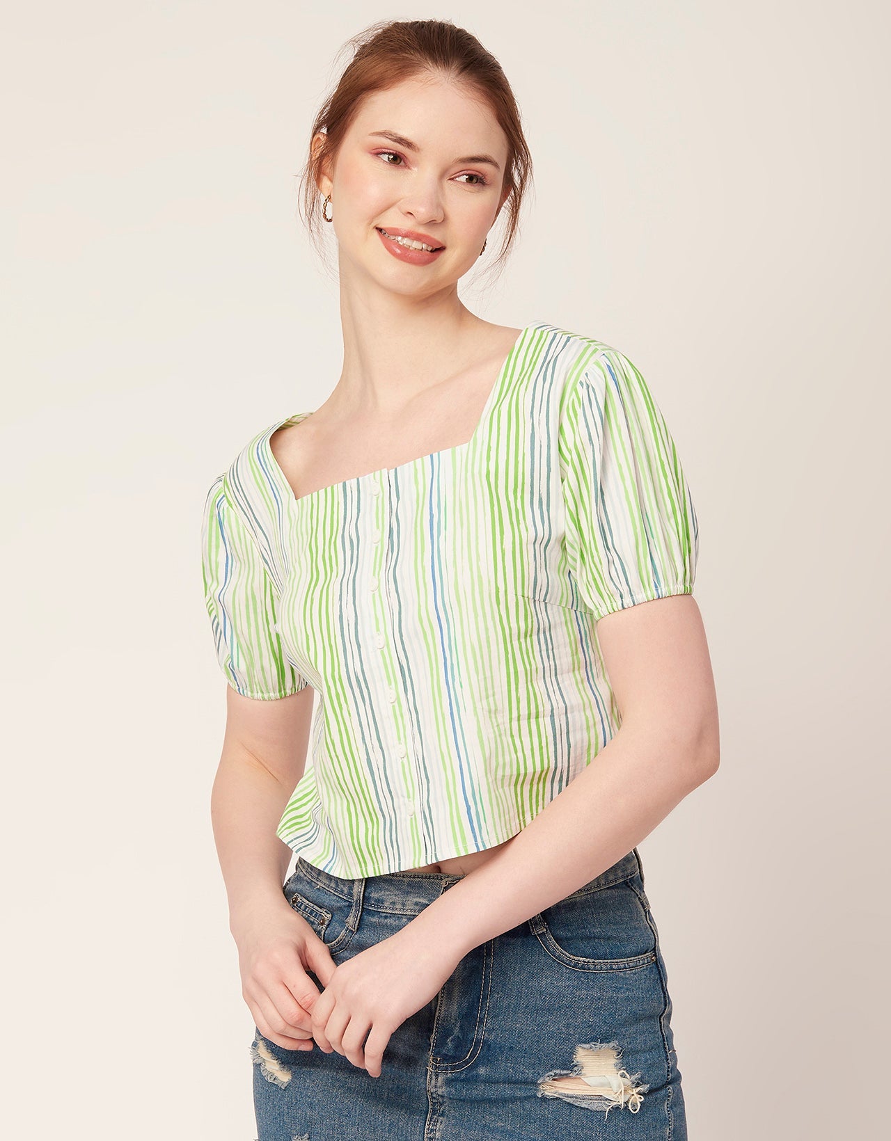 Square Neck Puff Sleeve Top