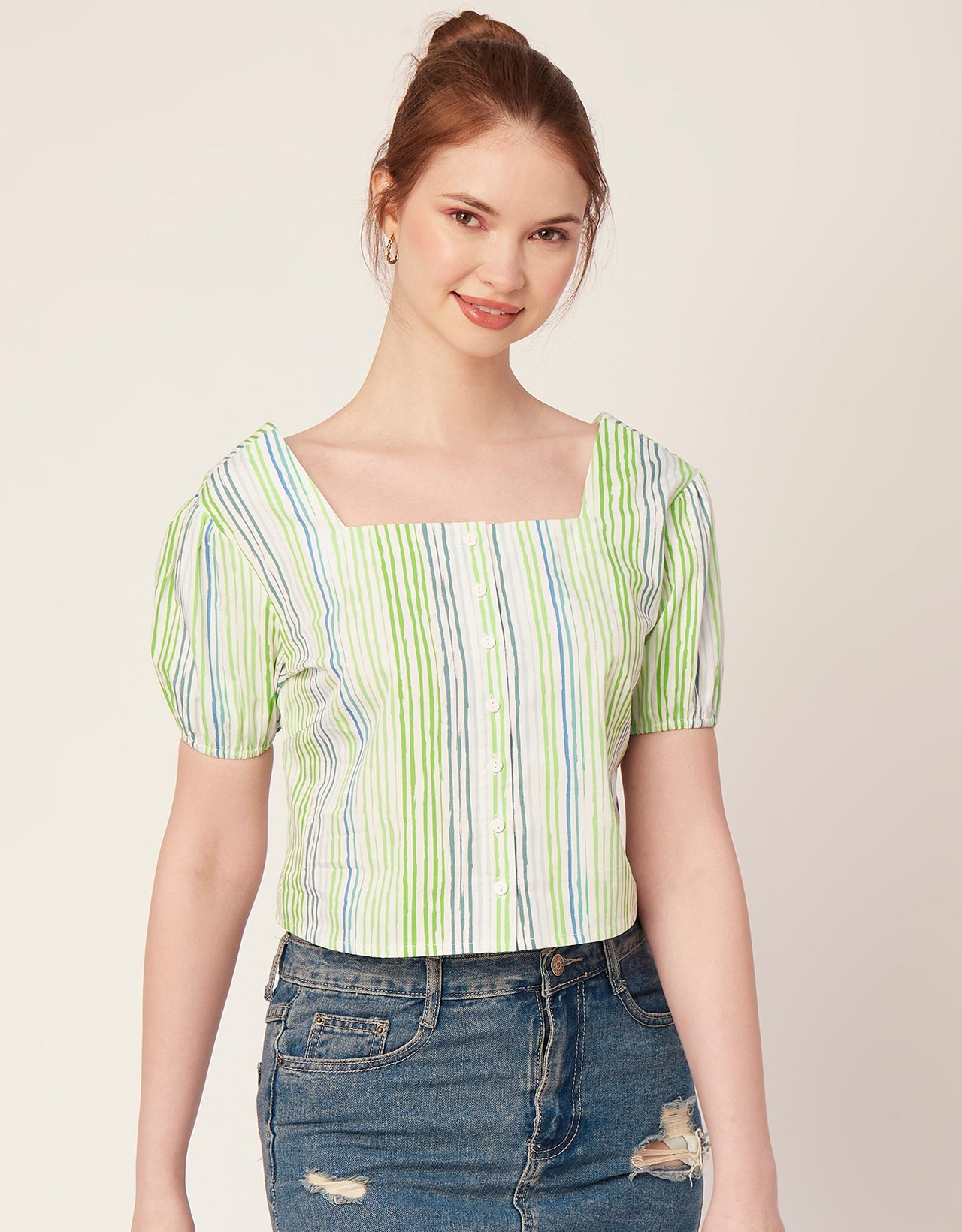 Square Neck Puff Sleeve Top