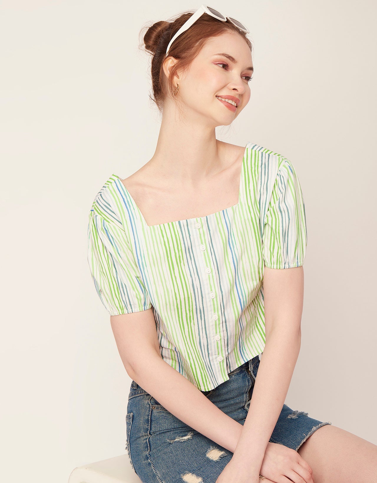 Square Neck Puff Sleeve Top
