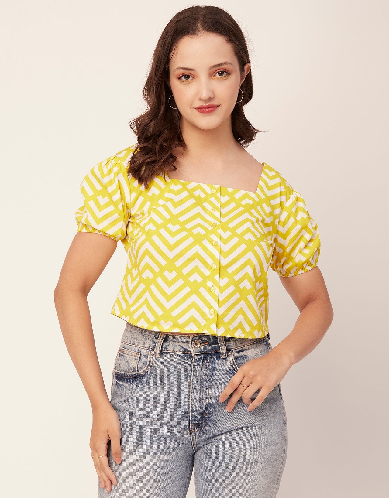Square Neck Puff Sleeve Top