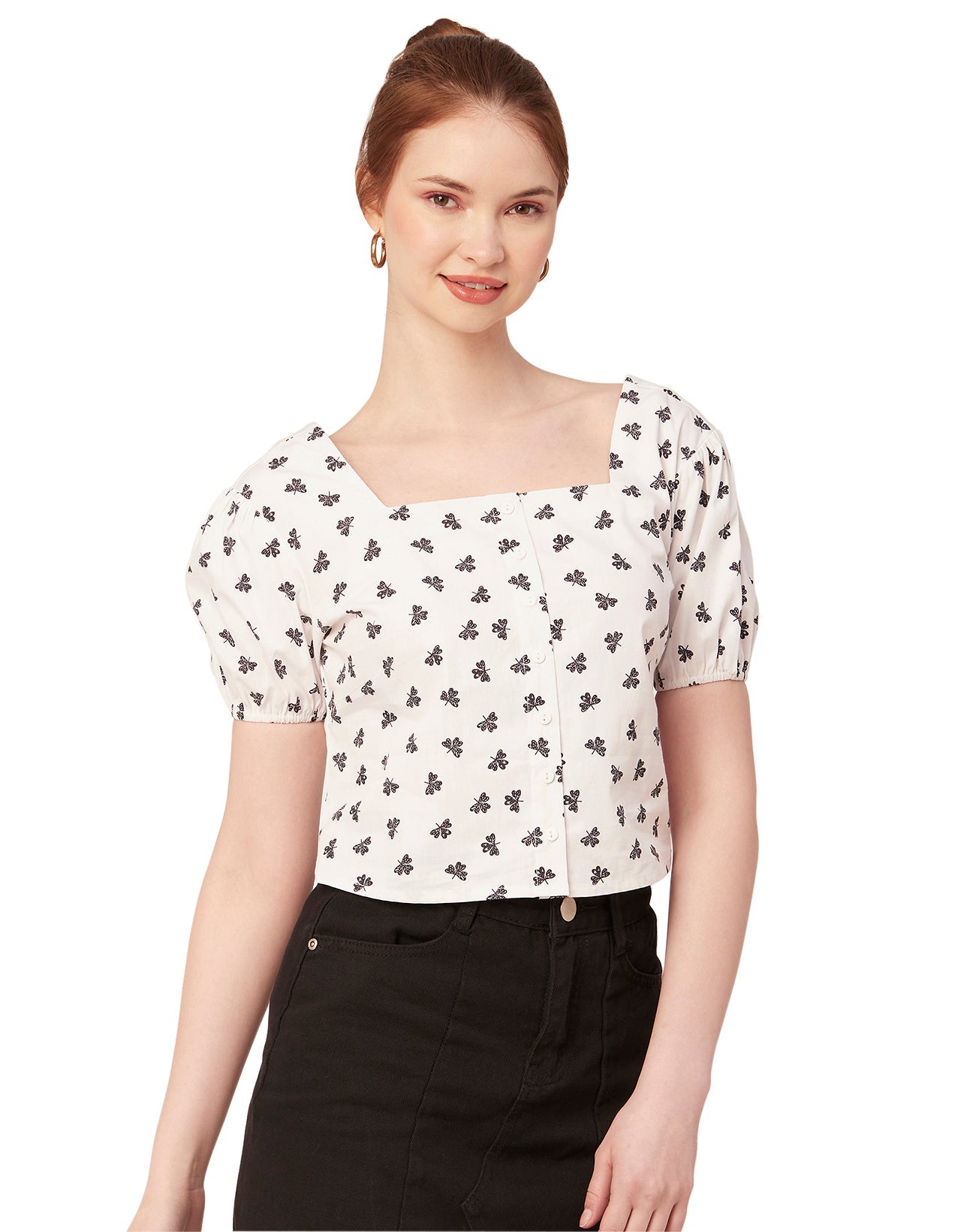 Square Neck Puff Sleeve Top