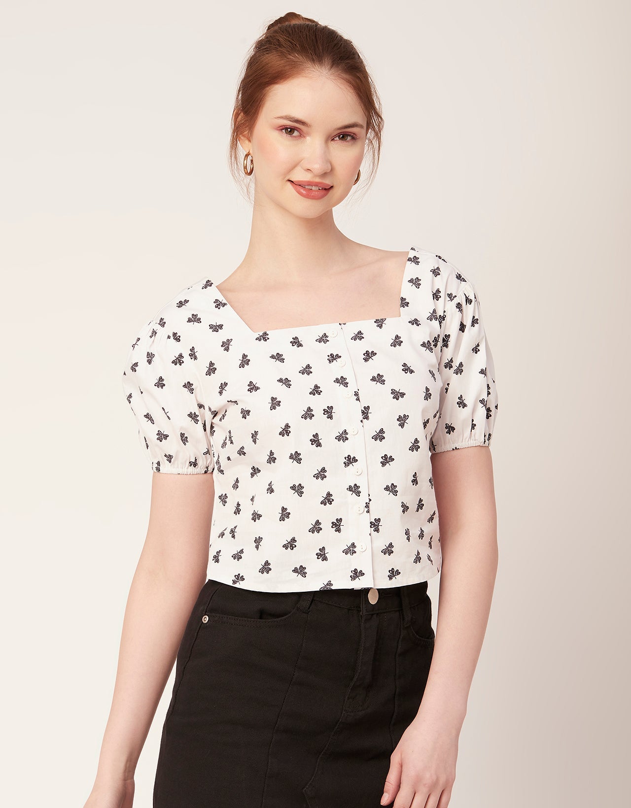 Square Neck Puff Sleeve Top