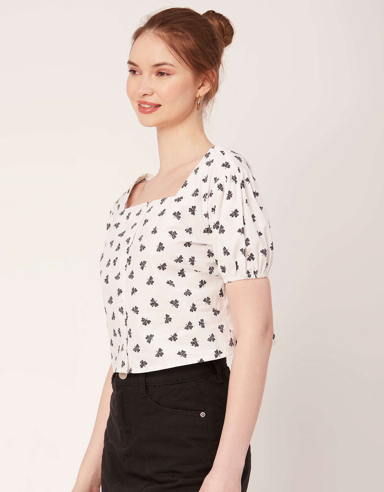 Square Neck Puff Sleeve Top