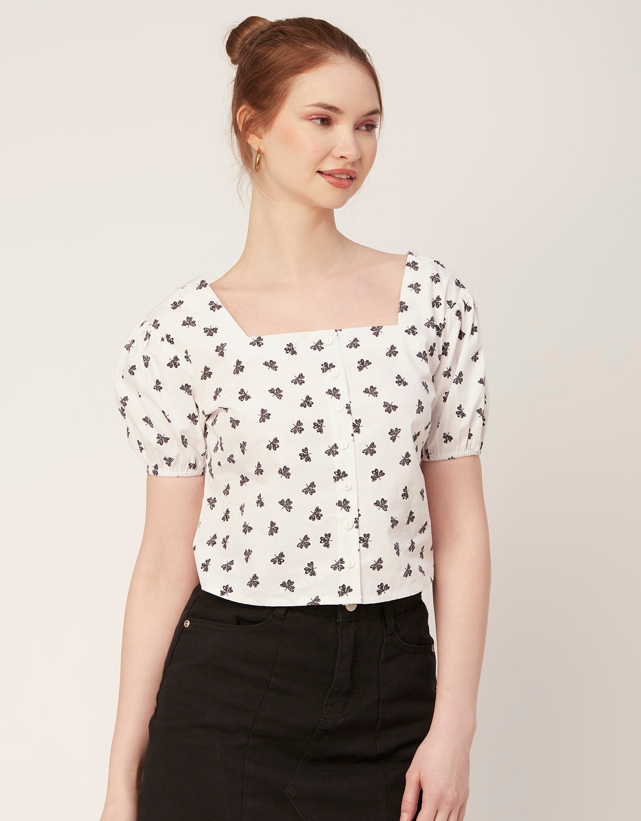 Square Neck Puff Sleeve Top