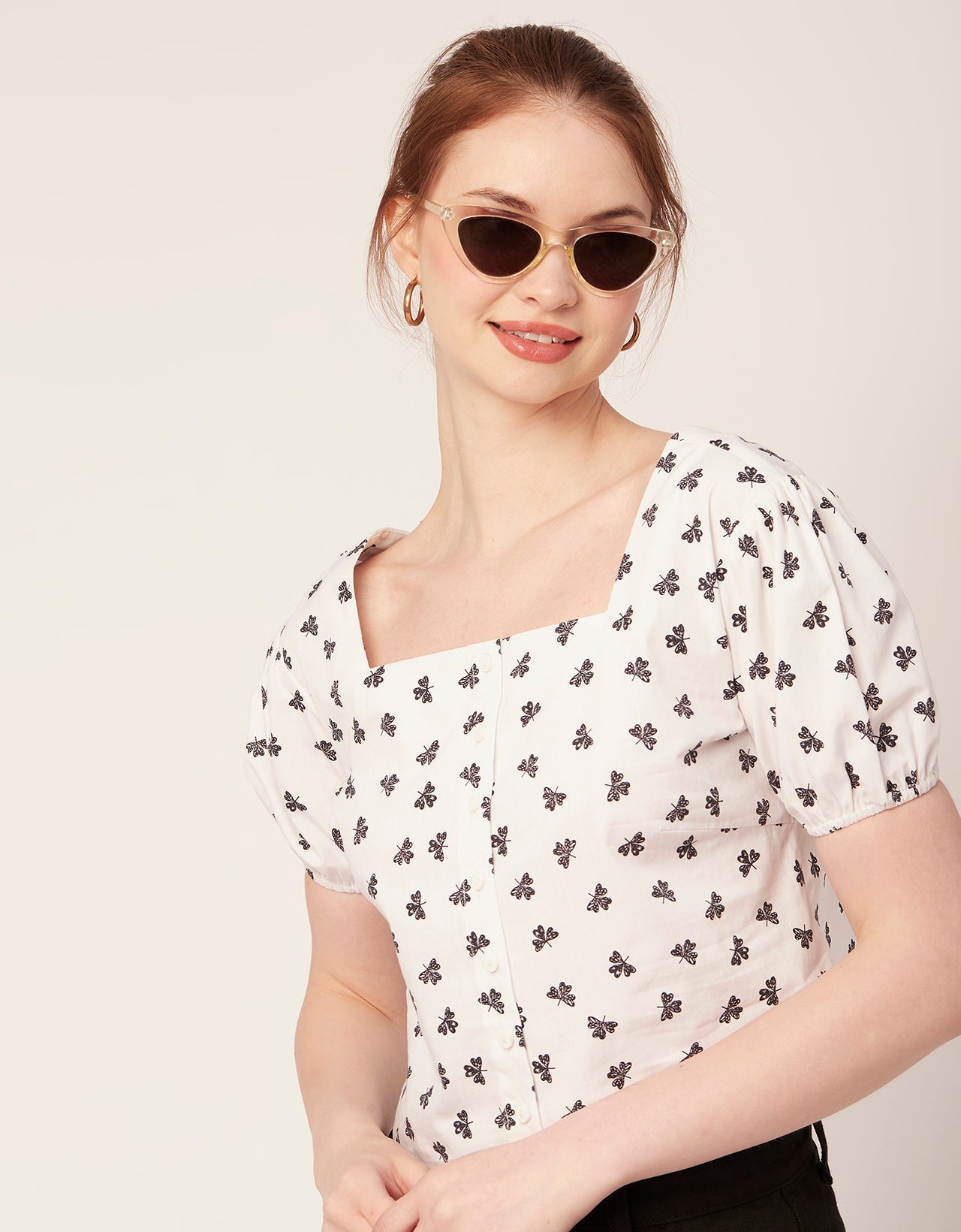 Square Neck Puff Sleeve Top