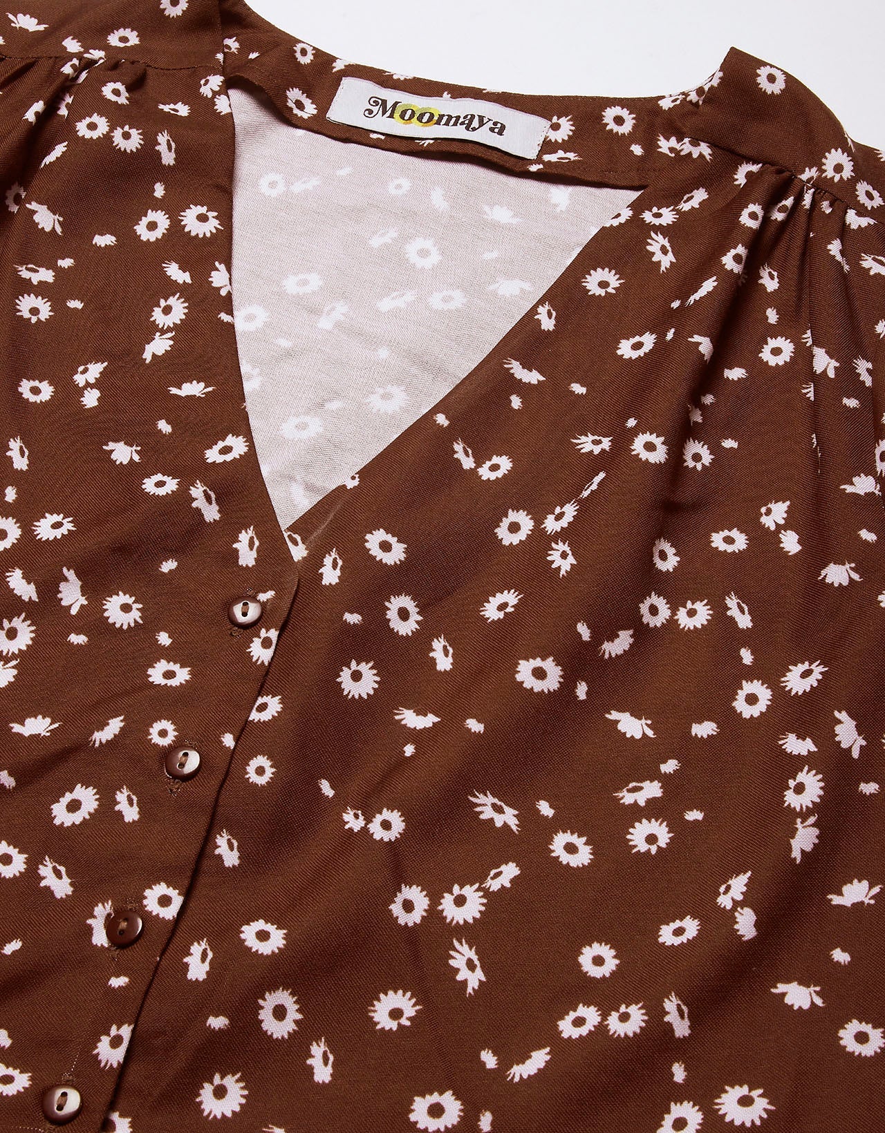 V-Neck Button Crop Top