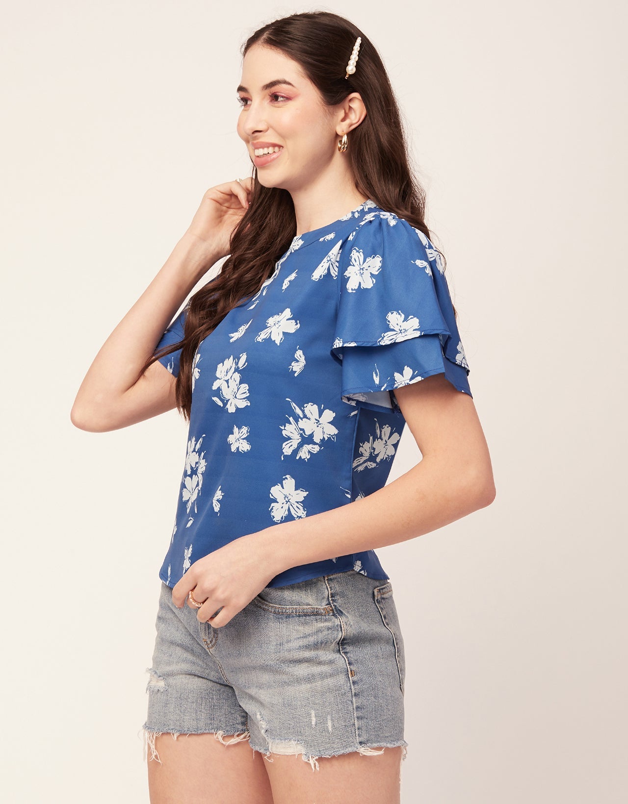 Printed Flutter Sleeve Top