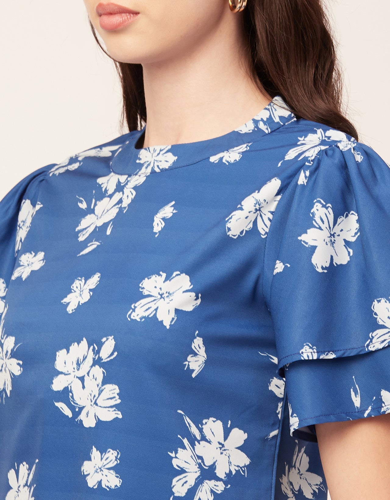 Printed Flutter Sleeve Top
