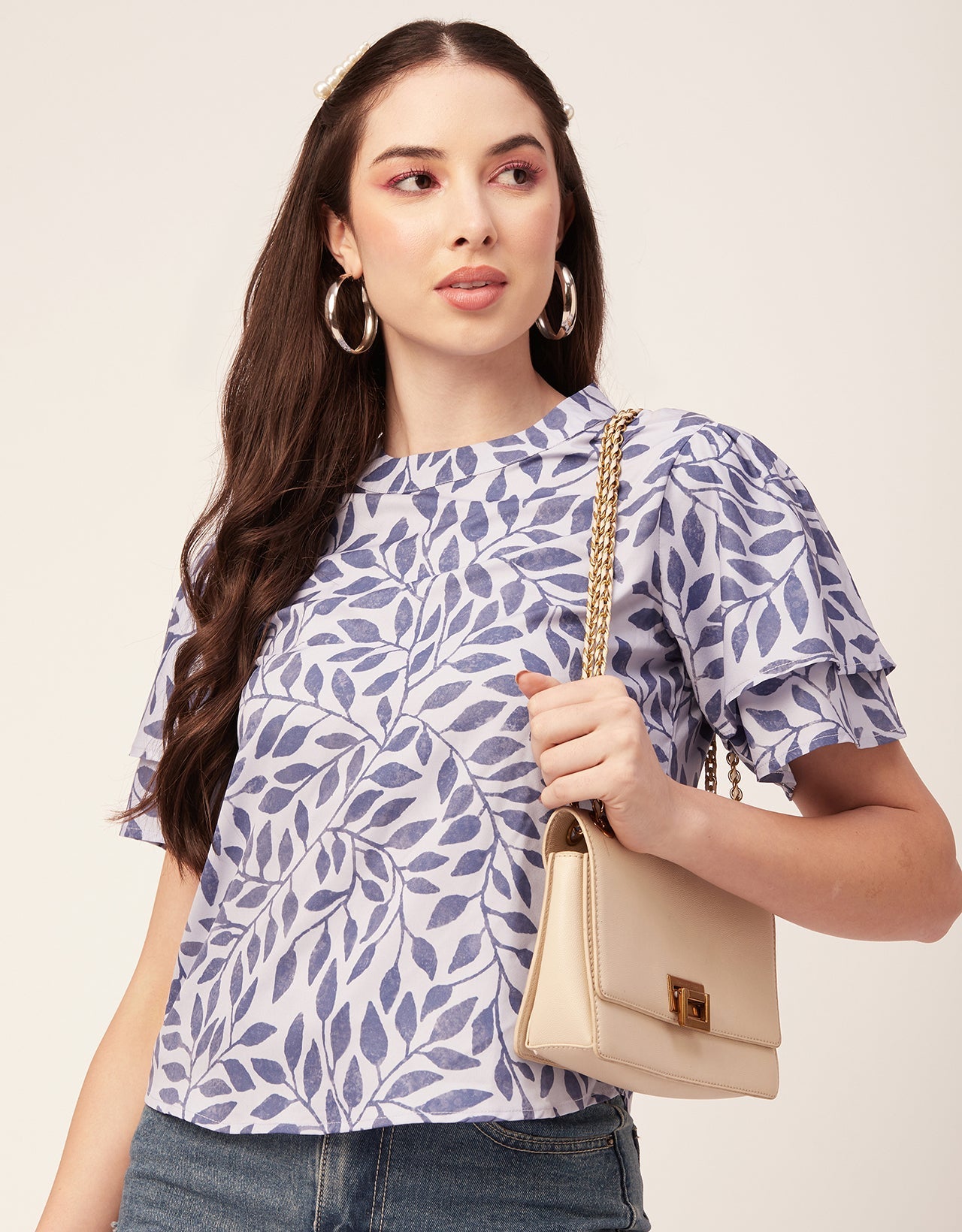 Printed Flutter Sleeve Top
