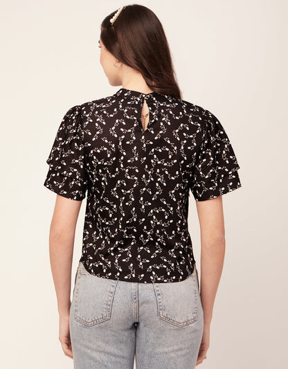 Printed Flutter Sleeve Top