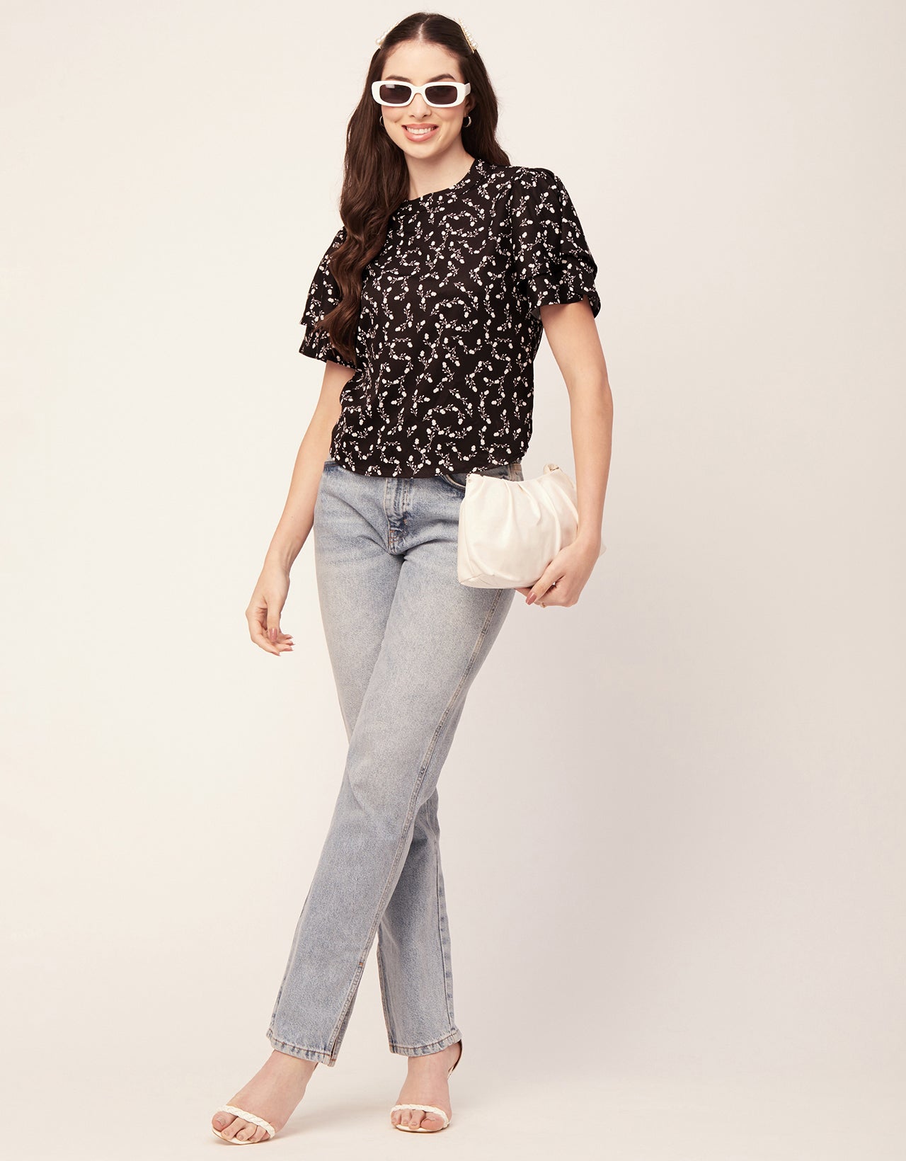 Printed Flutter Sleeve Top