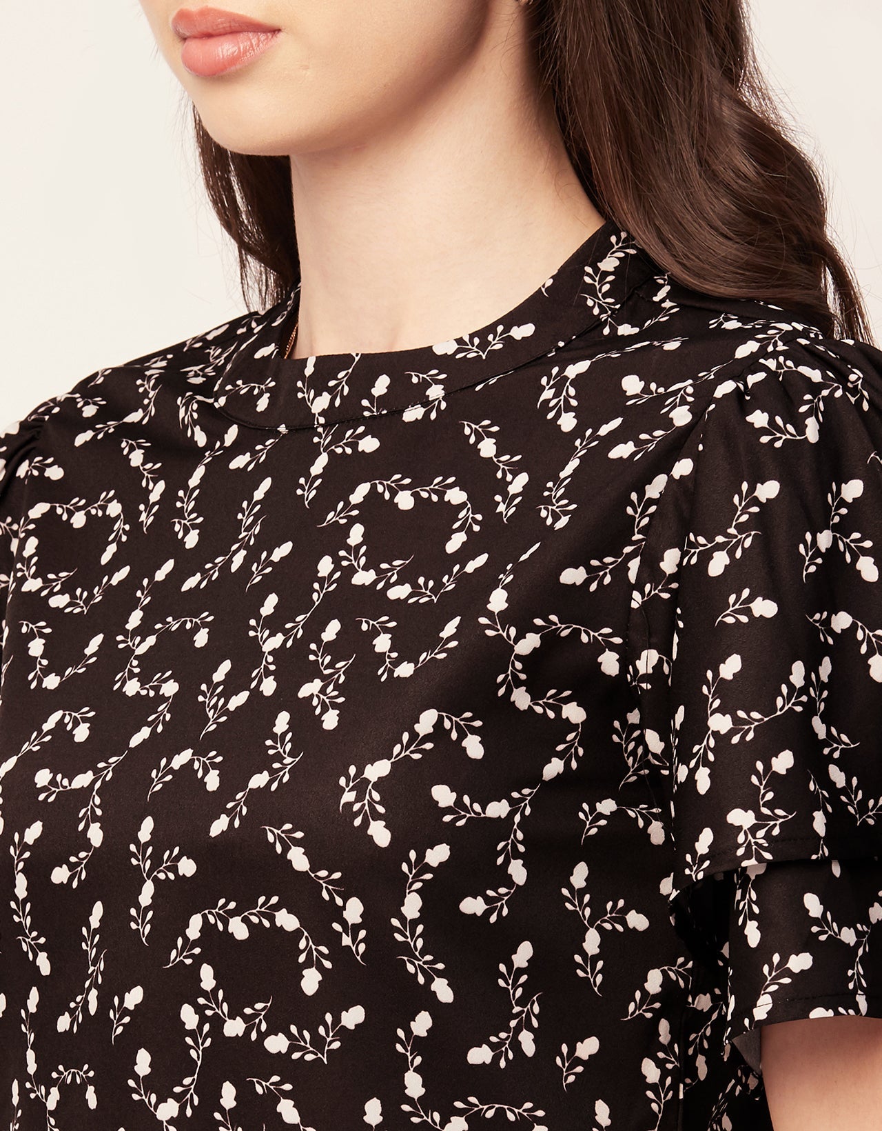 Printed Flutter Sleeve Top