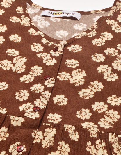 Printed V Neck Flutter T