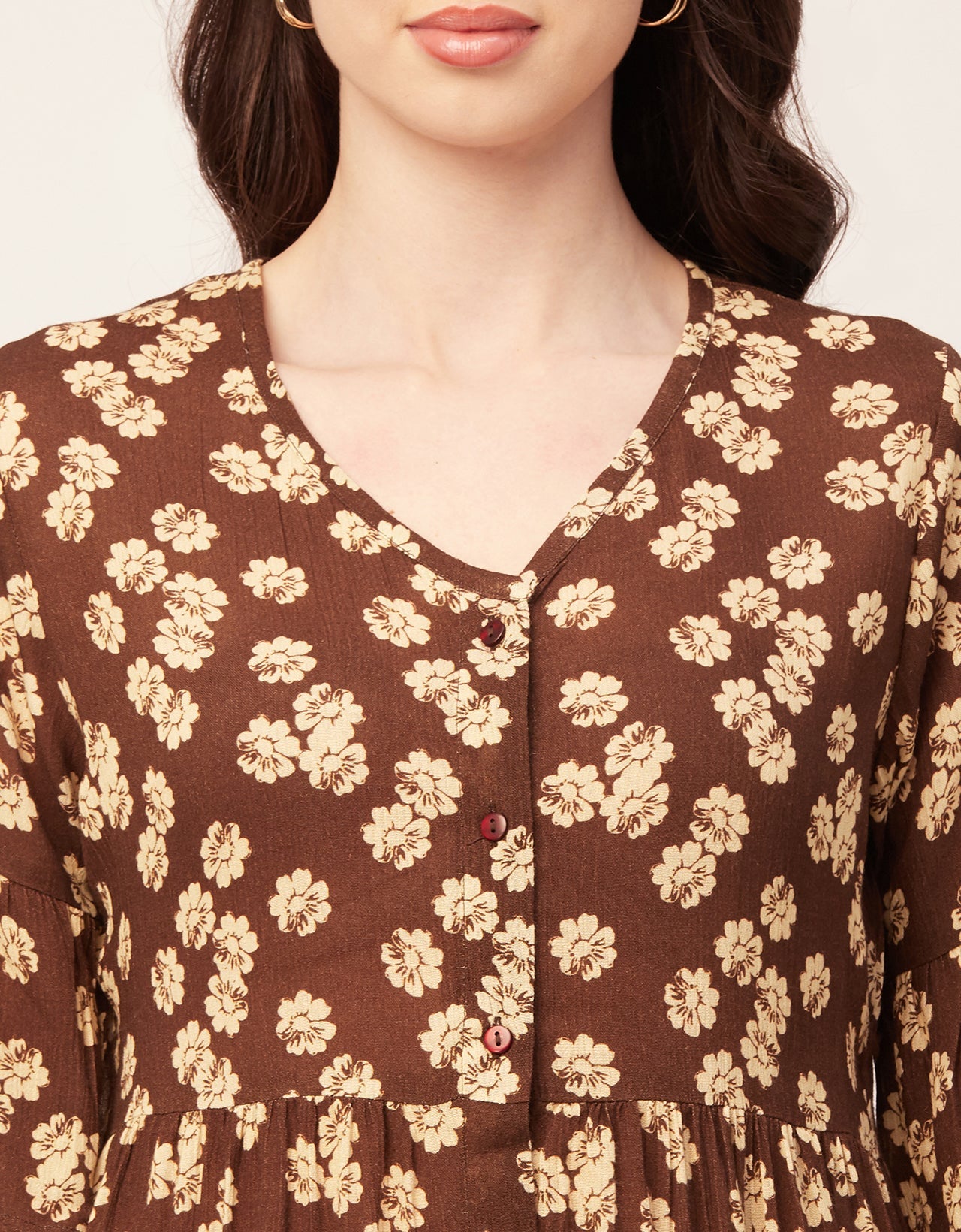 Printed V Neck Flutter T