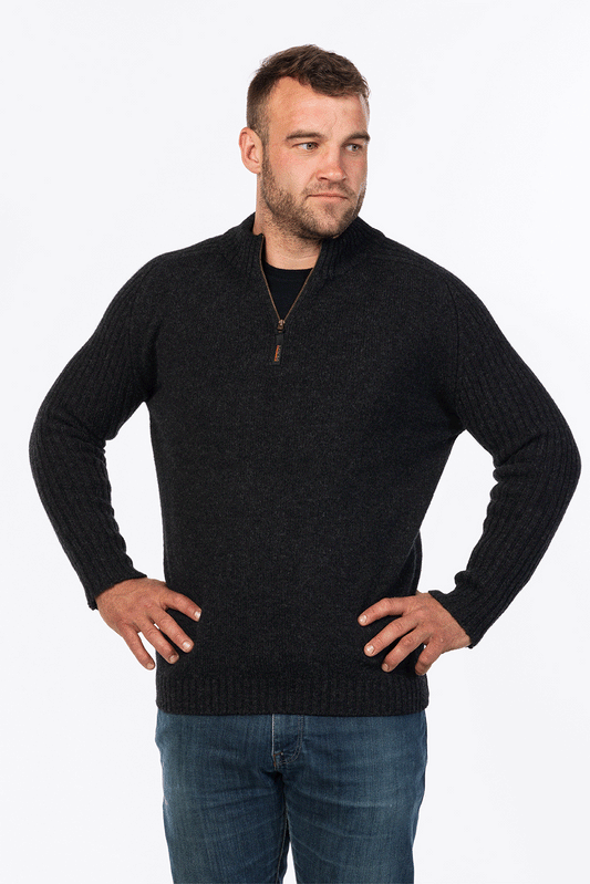 Mount possum-merino turtle-neck half-zip jersey - Klothing NZ