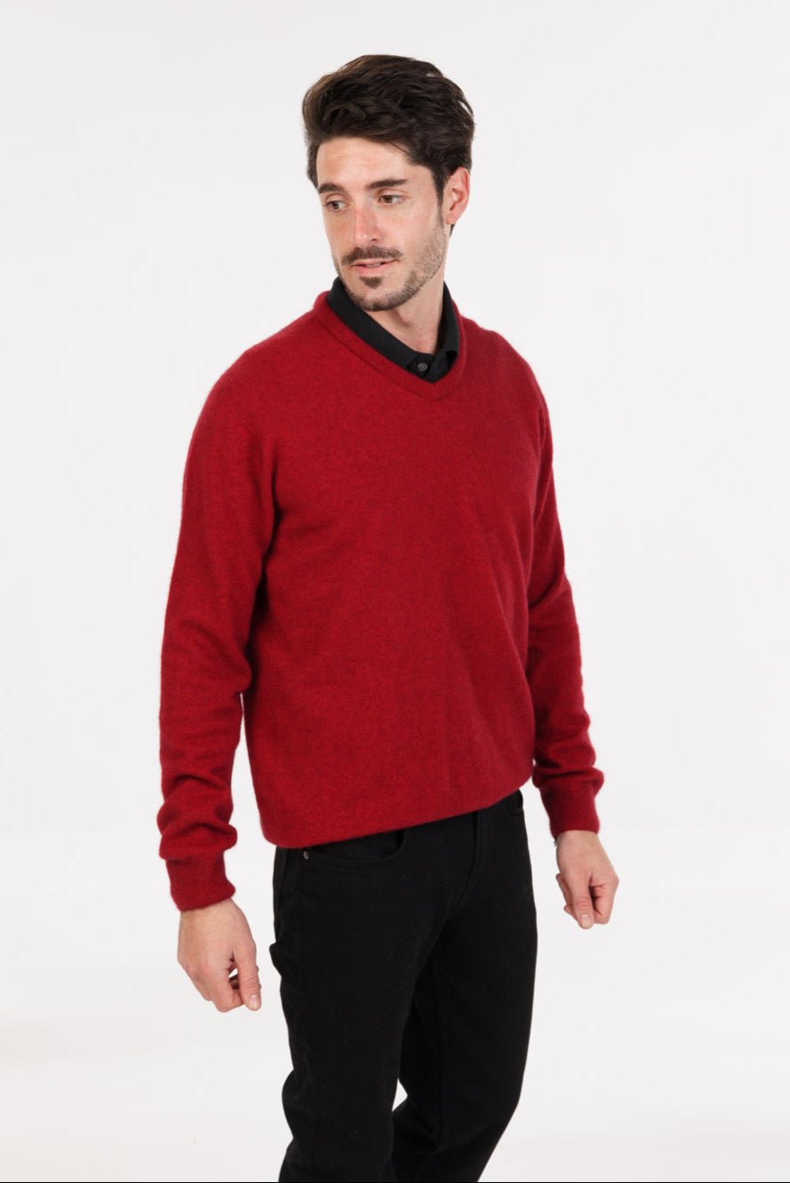 Men's possum-merino V-neck sweater - Klothing NZ