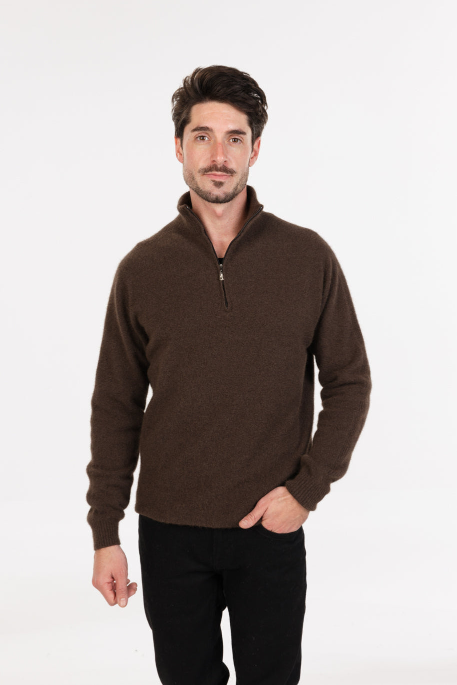 Possum-merino lightweight half-zip sweater - Klothing NZ