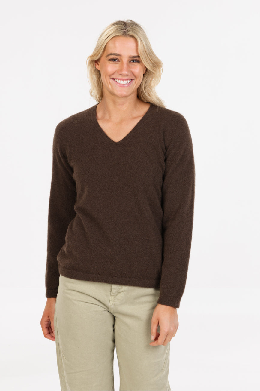 Women's possum-merino V-neck sweater - Klothing NZ