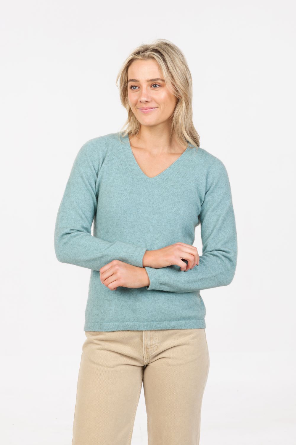 Vee Neck Plain Sweater