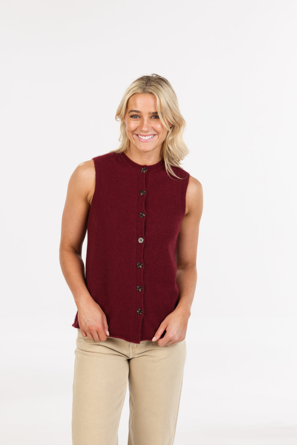 Women's possum-merino sleeveless cardigan - Klothing NZ