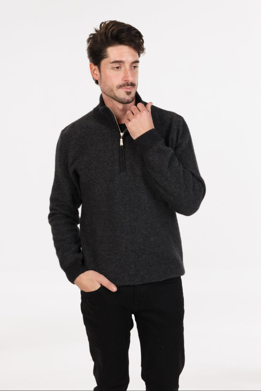 Textured Half Zip Sweater