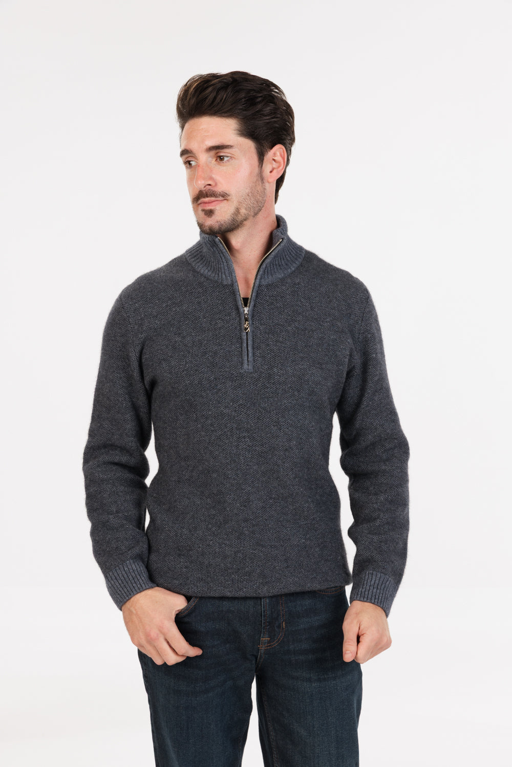 Textured Half Zip Sweater