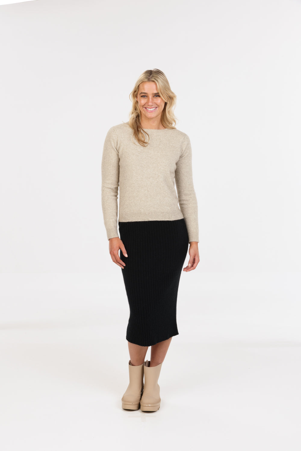 Women's possum-merino ribbed knit skirt - Klothing NZ