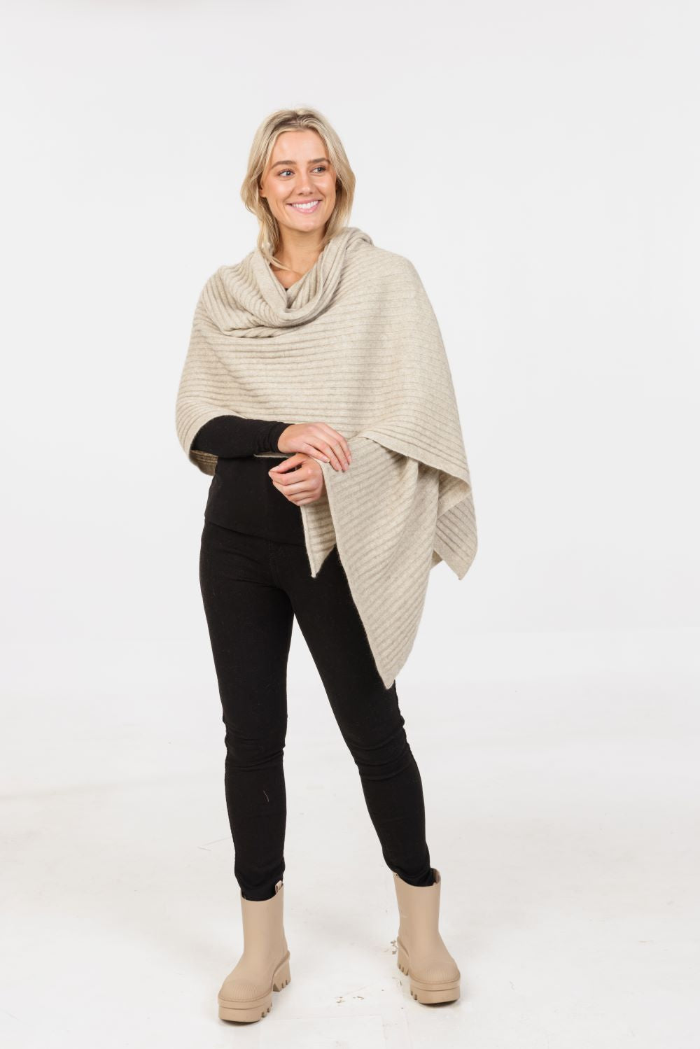 Women's possum-merino ribbed wrap - Klothing NZ