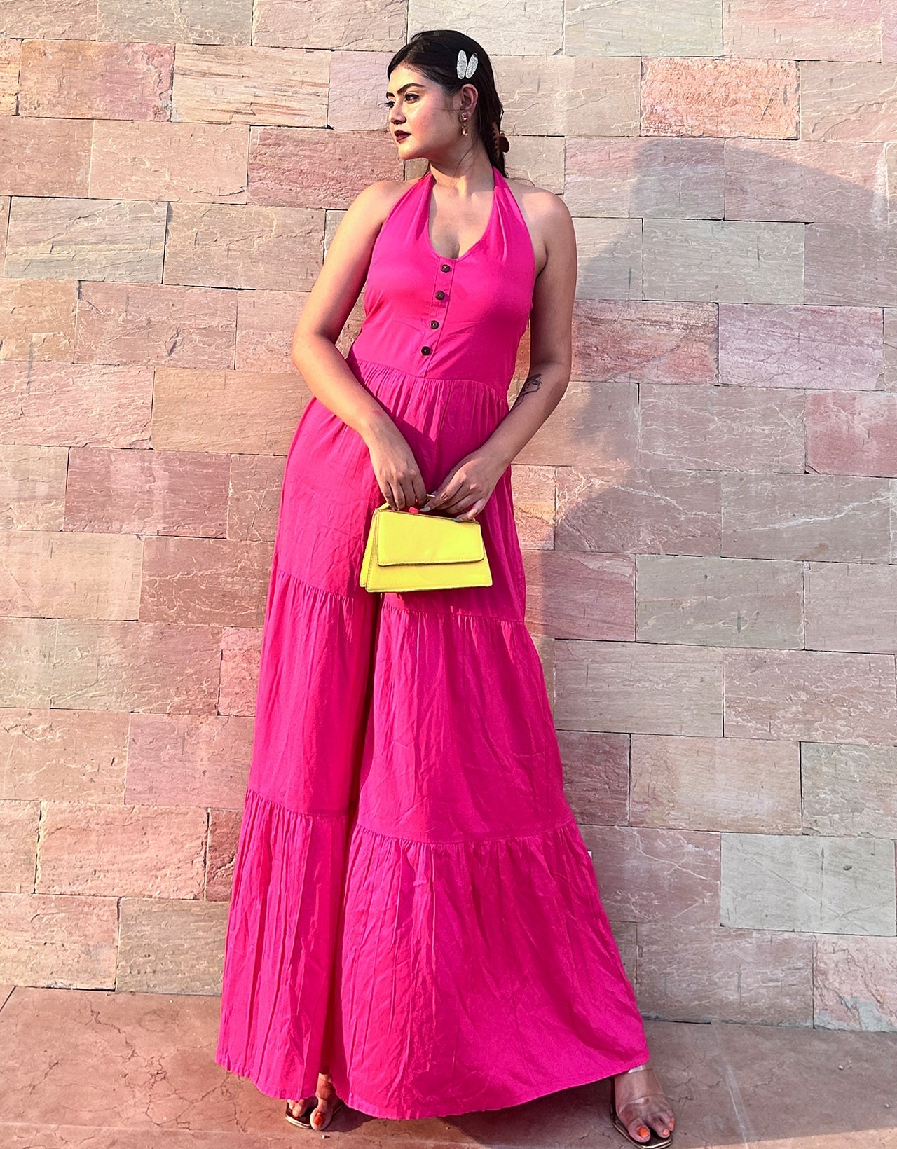 wide leg Pink Jumpsuit