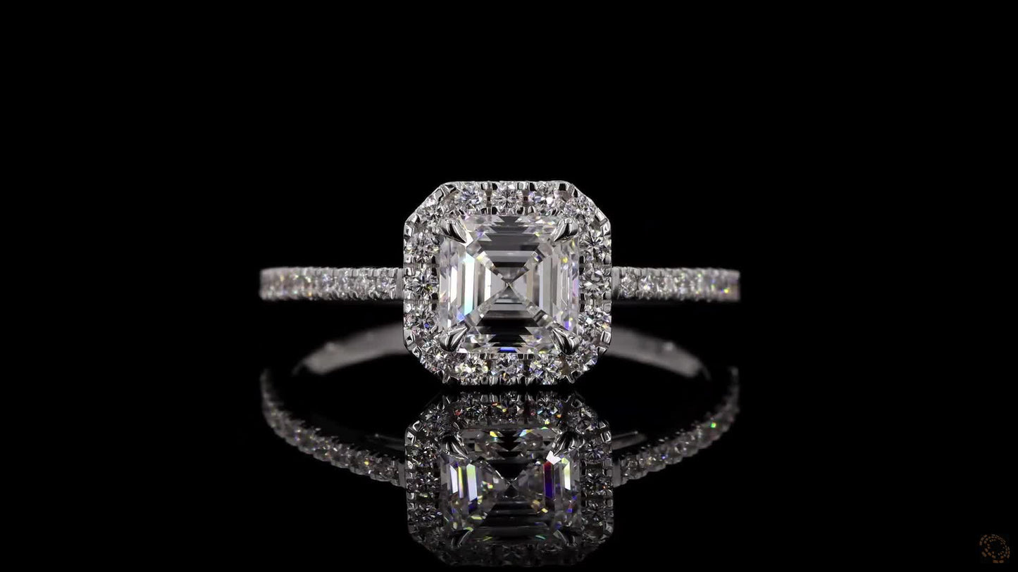 Asscher Lab-Grown Diamond Halo Ring — 2.91ct