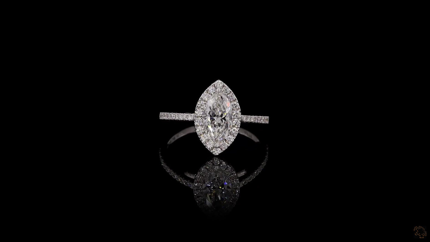 Marquise Lab-Grown Diamond Halo Ring — 1.48ct