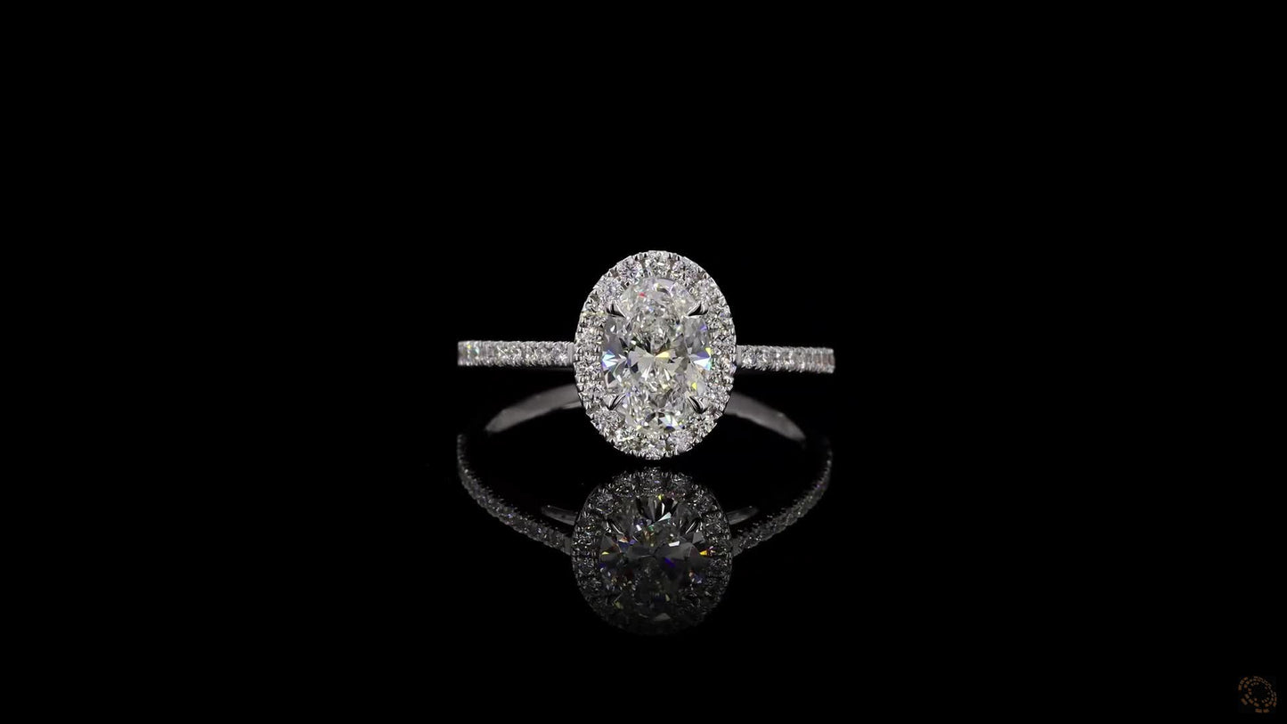 Oval Lab-Grown Diamond Halo Ring — 4.06ct