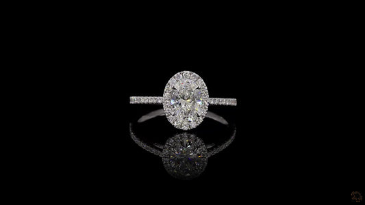Oval Lab-Grown Diamond Halo Ring — 4.06ct