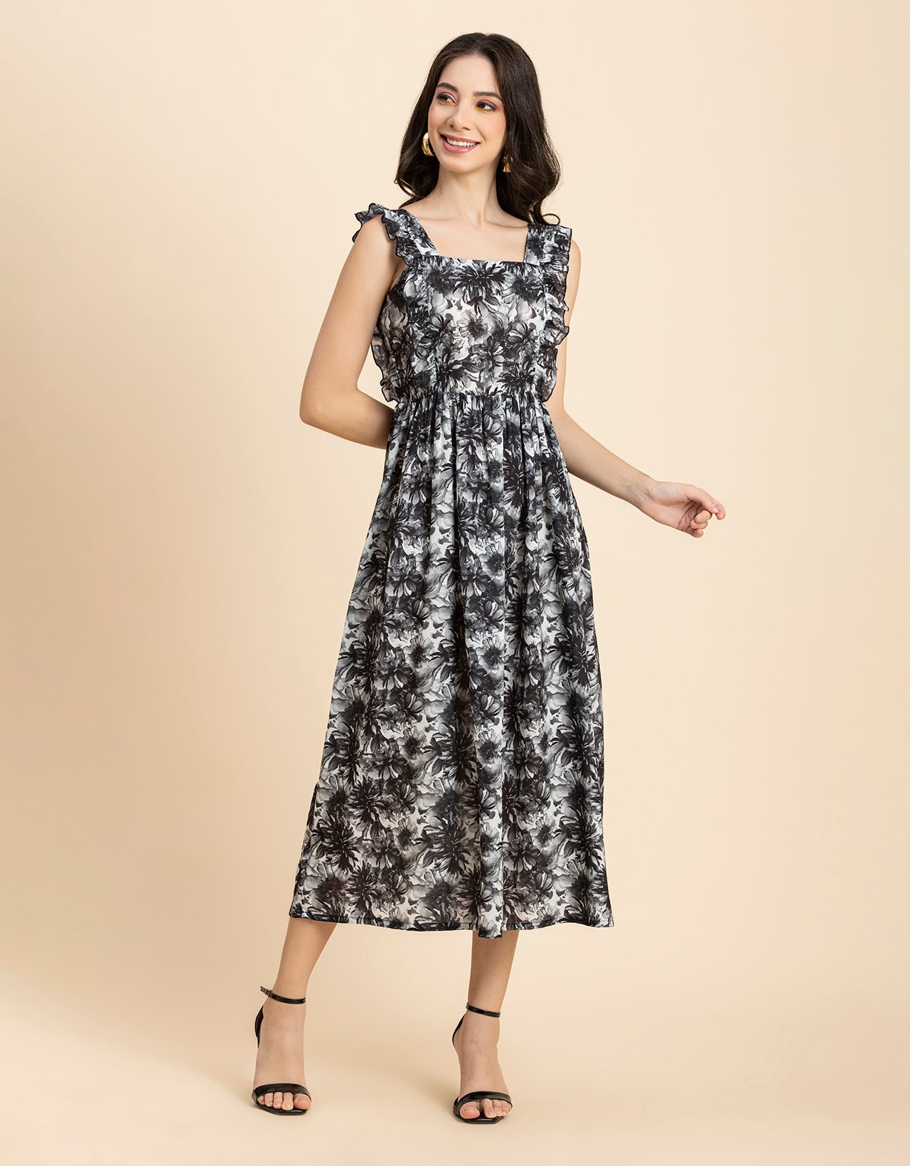 Printed A-Line Long Dress