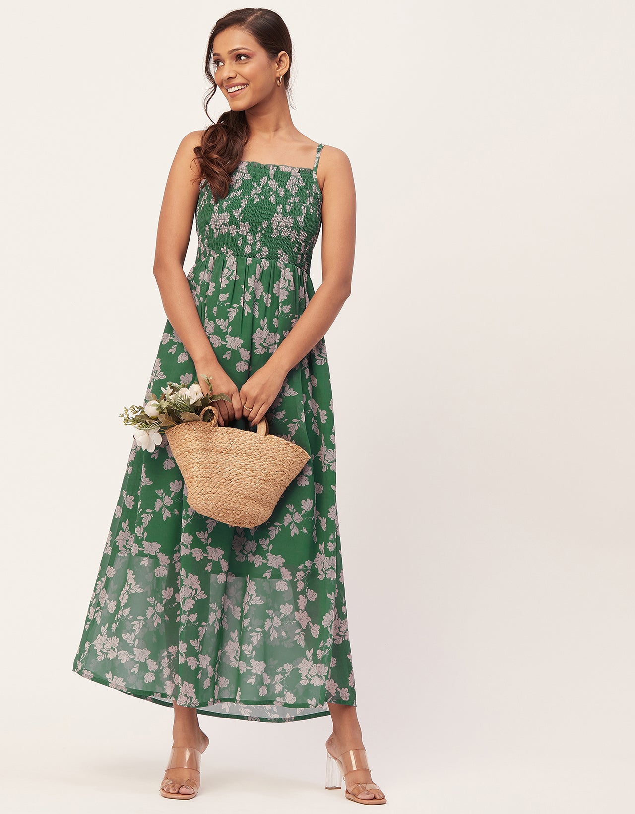 Smocked Maxi Dress, Strap