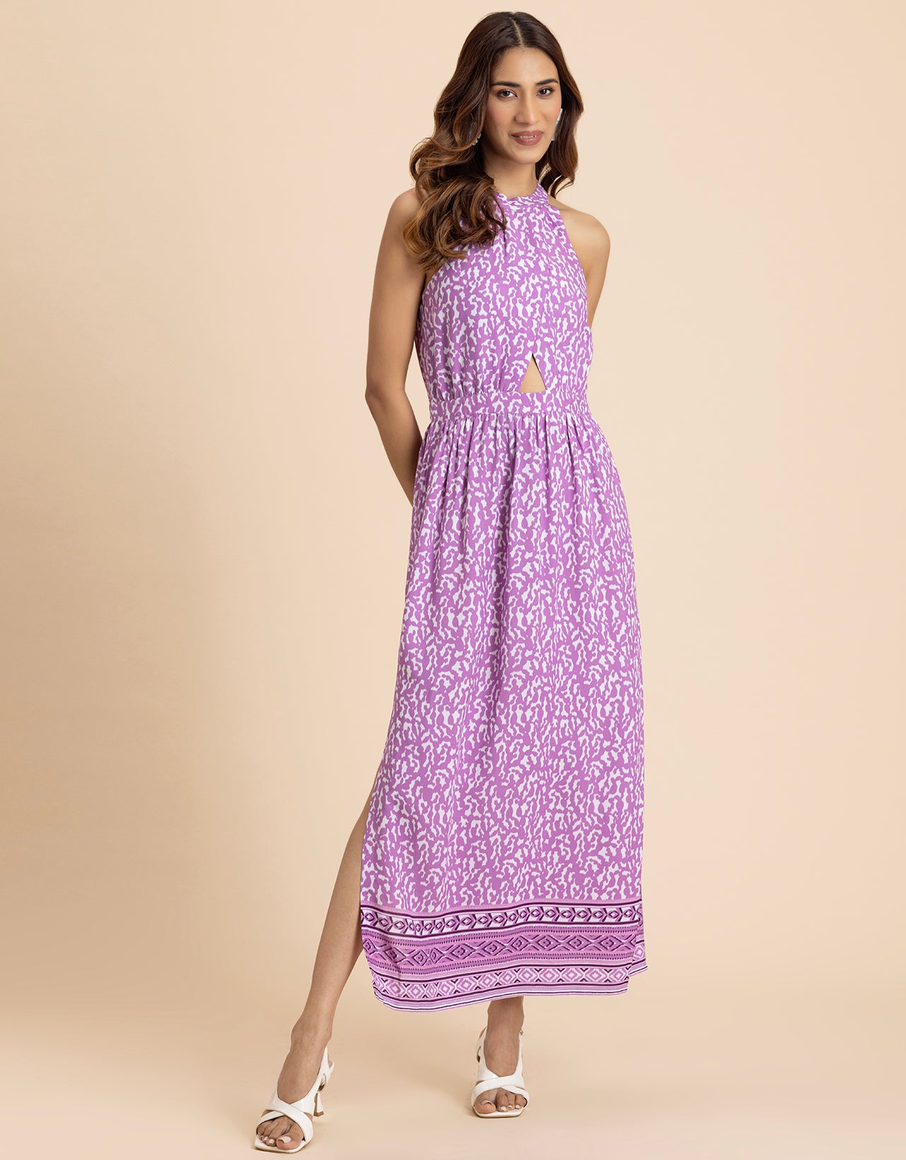Sleeveless Cutout Style Maxi Dress With Side Slit