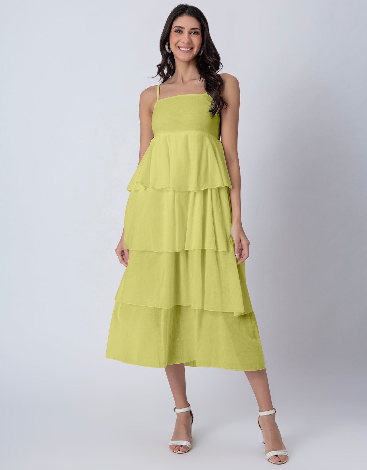 Chic Layered Frill Long Dres, Resort & Brunch Day Wear