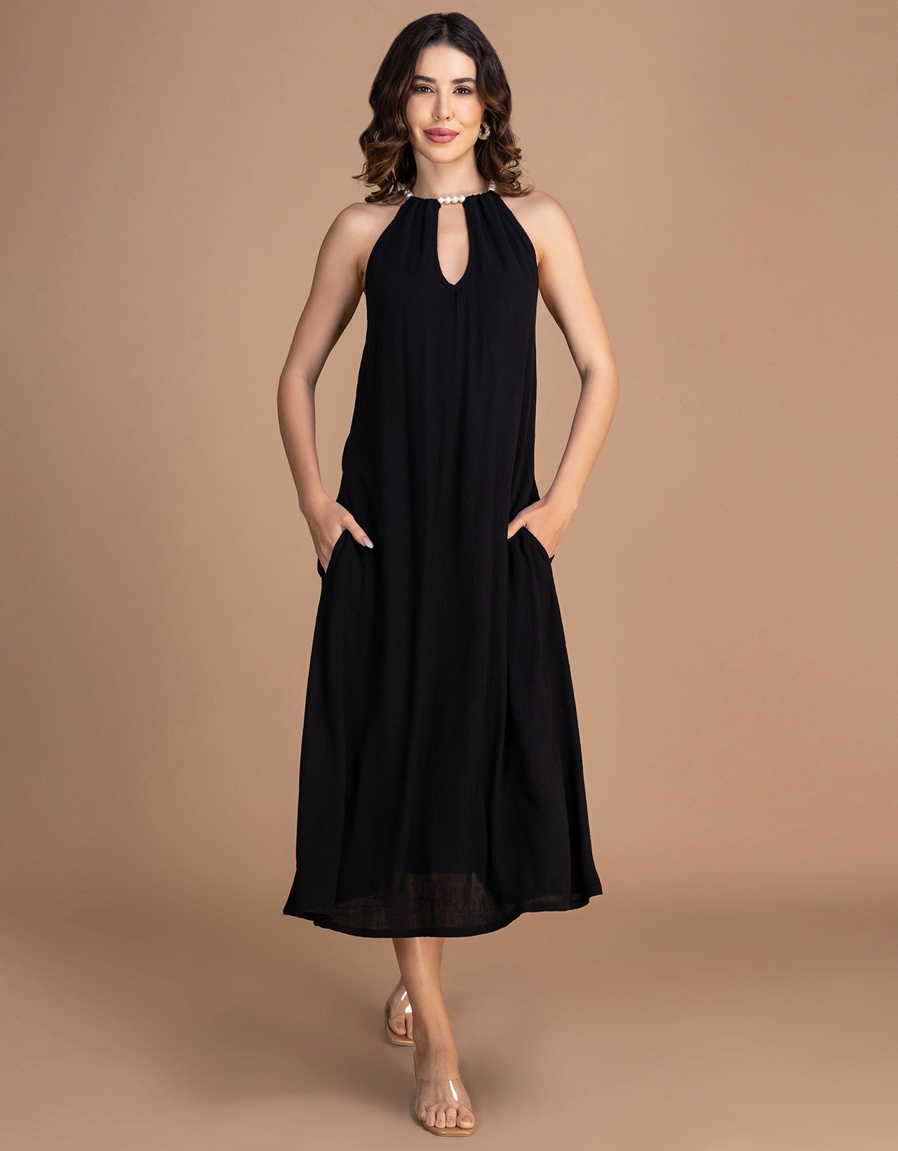 Moomaya Sleeveless Casual Chic Wear Maxi Dress For Women
