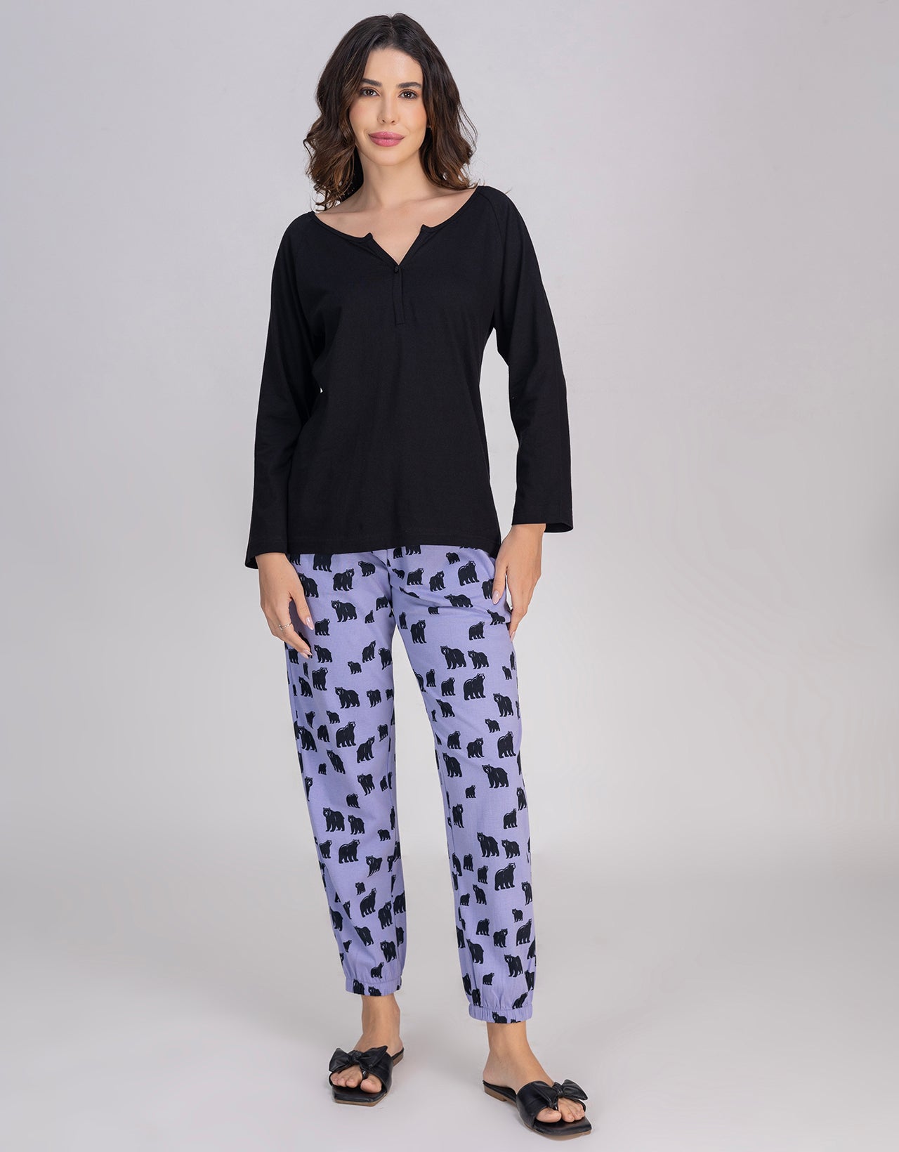Moomaya 2-Piece Women's Long Sleeve Top & Jogger Pajama Nightwear Set